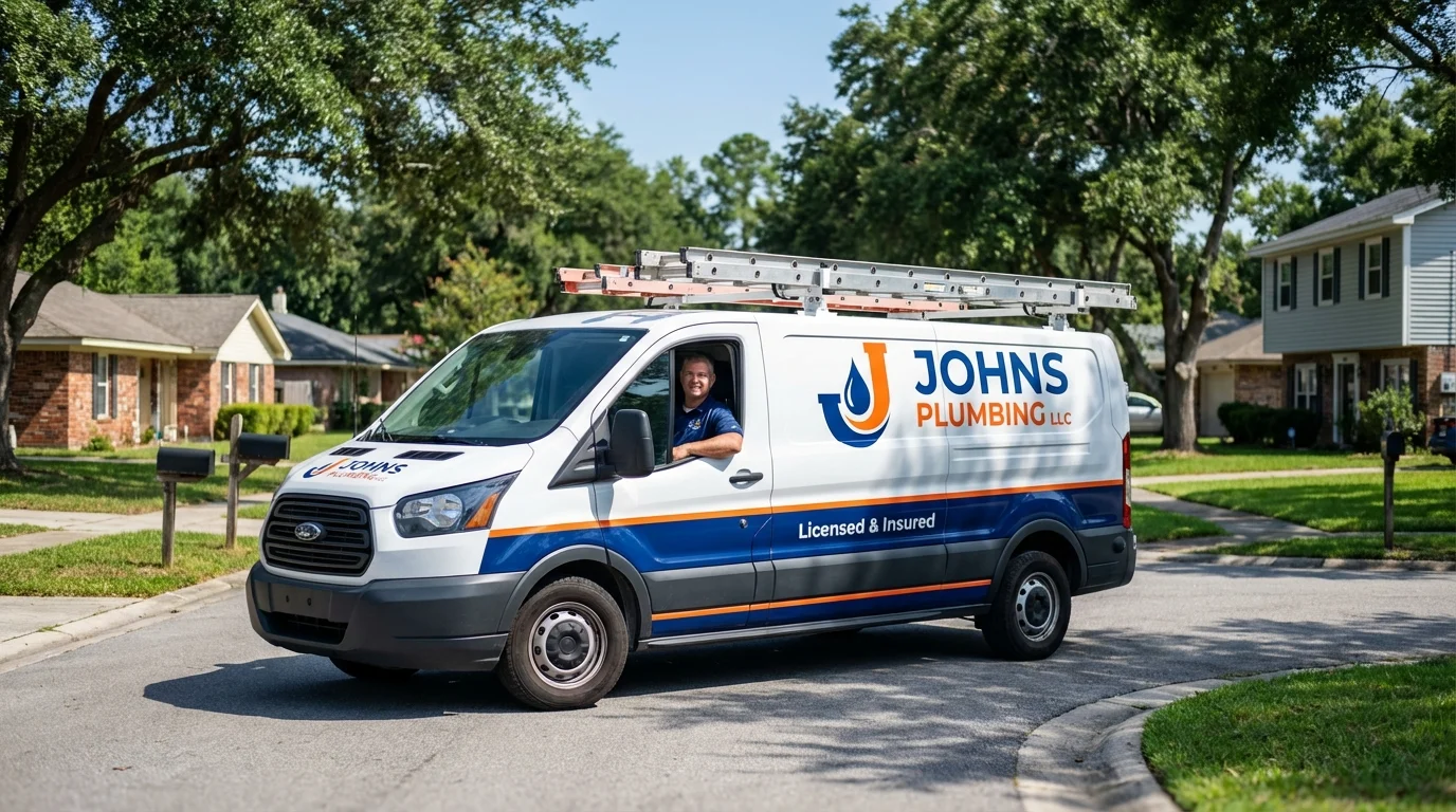 Johns Plumbing LLC service van in Shrub Oak, NY