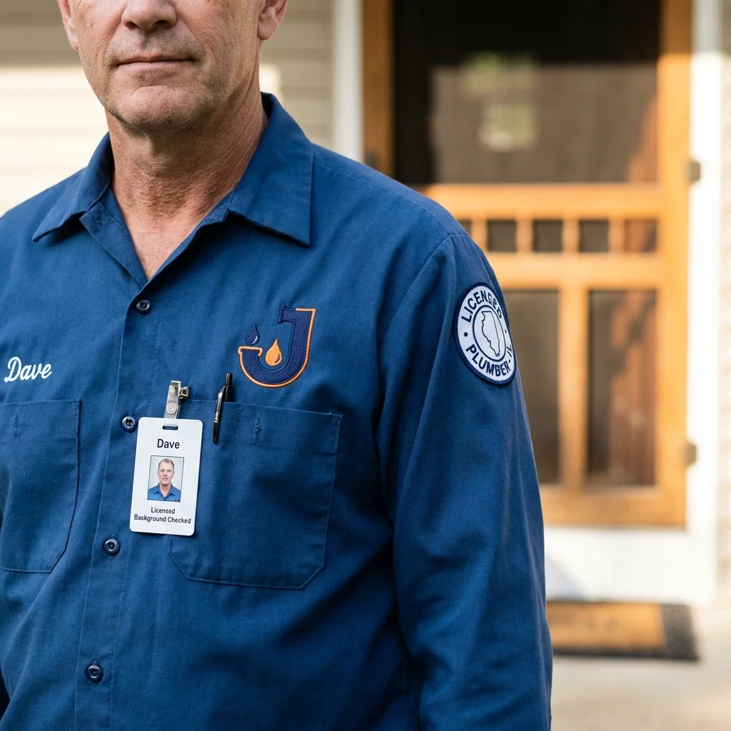 Licensed plumber showing ID badge in Shrub Oak, NY