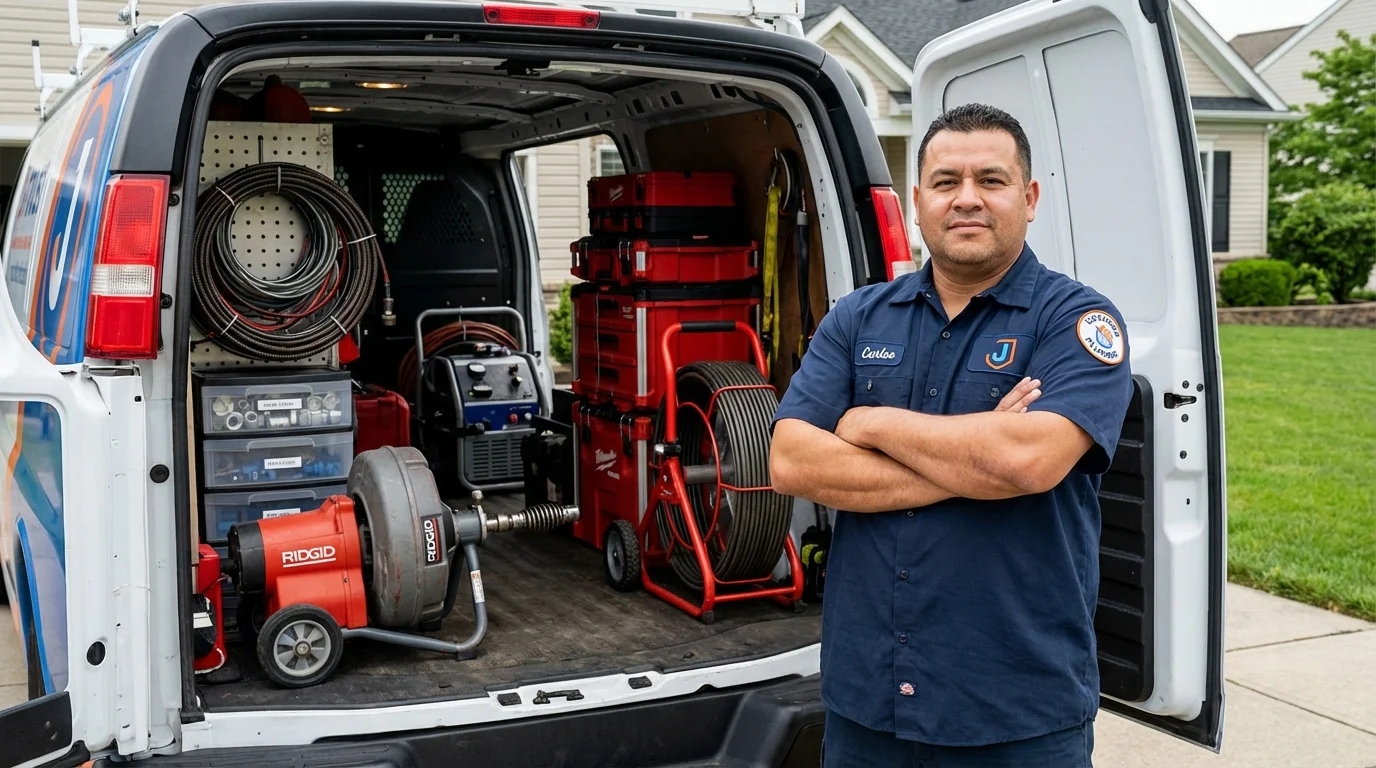 Professional drain cleaning equipment and Johns Plumbing LLC plumber in Shrub Oak
