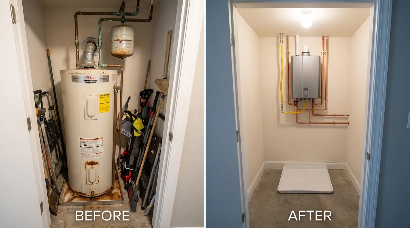 Tank water heater versus wall-mounted tankless unit comparison for Shrub Oak, NY homeowners
