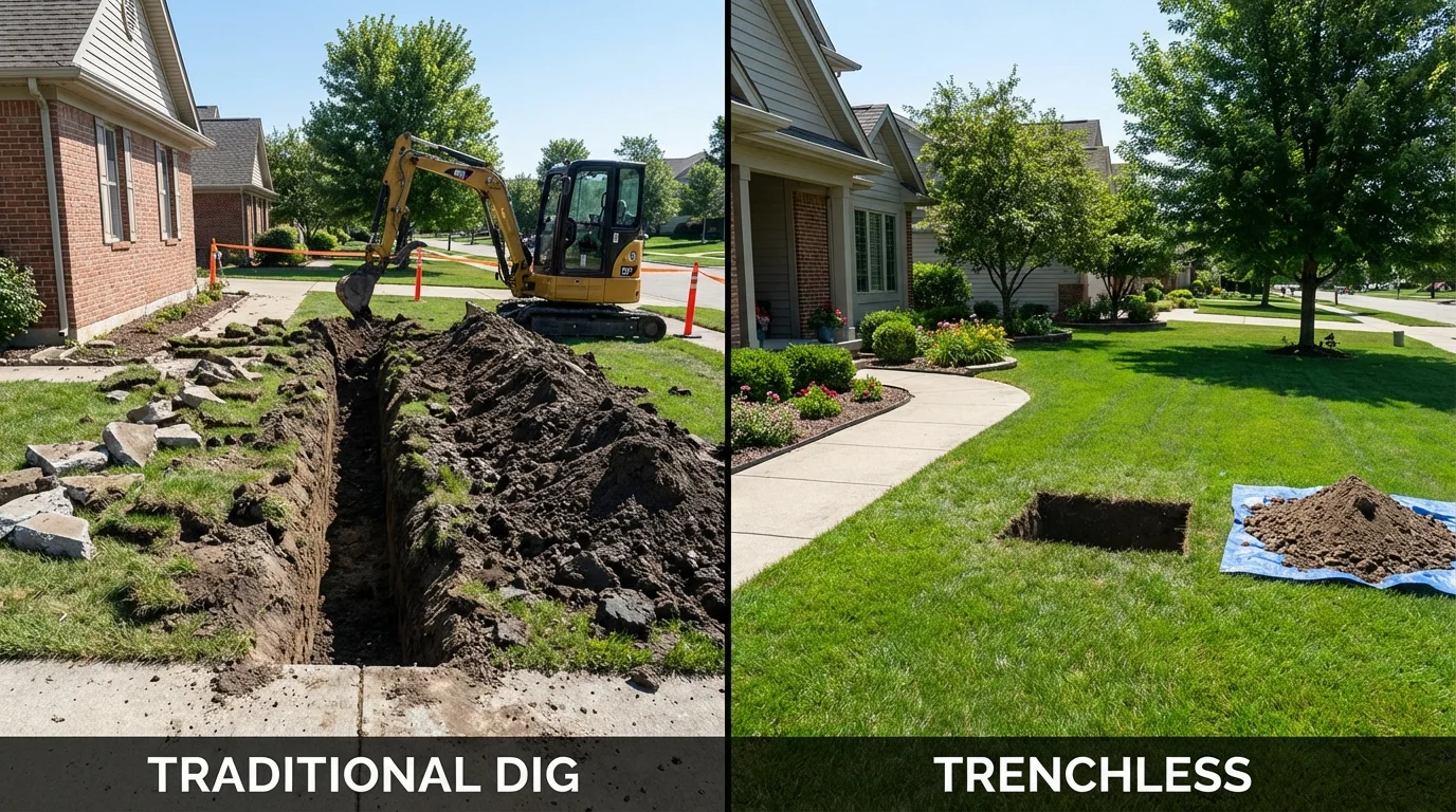 Trenchless sewer repair with minimal yard damage versus traditional excavation in Shrub Oak, NY